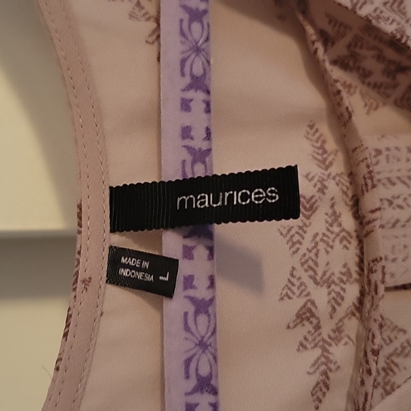 Maurices sheer dressy top size large - dusty purple with sleeve detail & 1/4 zip - Picture 4 of 5